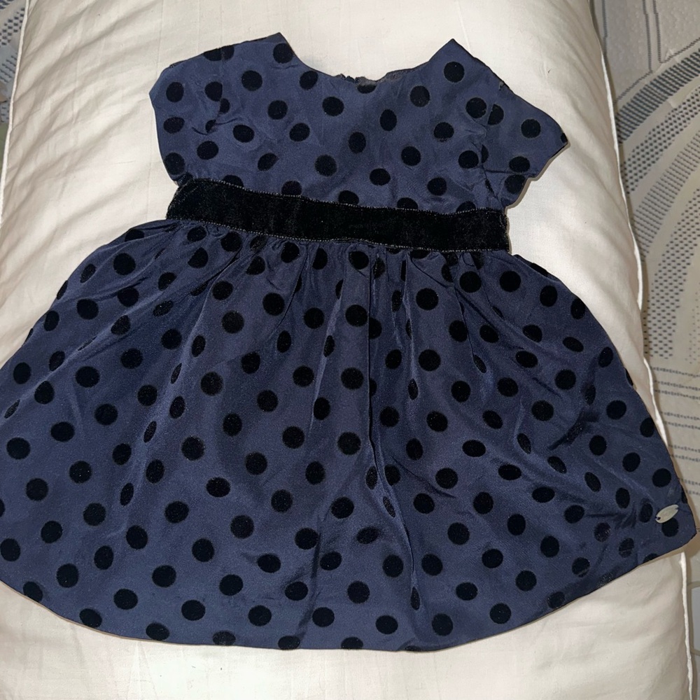 Tartine et chocolat Midnight Blue Dress with Black Dots